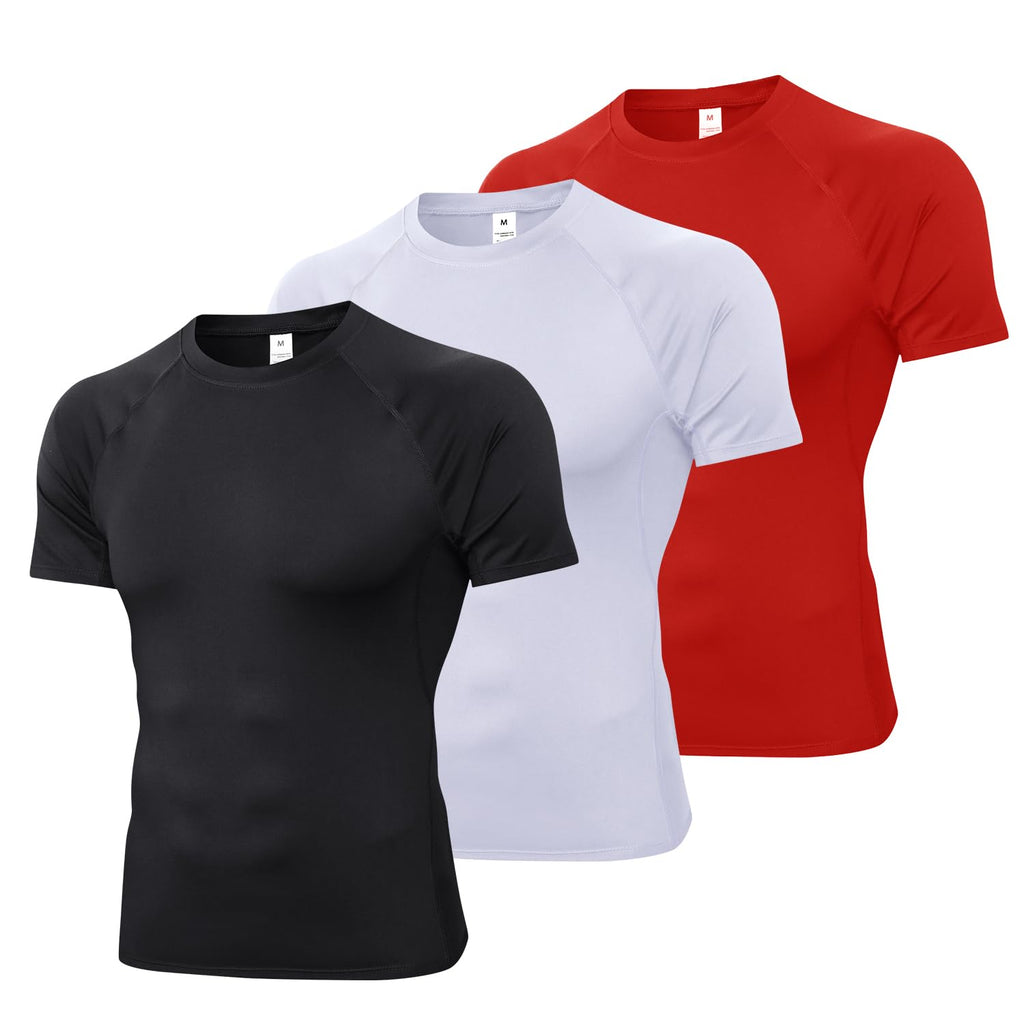 Camiseta de Compresión CARGFM para Hombres, Manga Corta, T-Shirt Secado Rápido, Ropa Interior Base para Entrenamiento, Atletismo, Gimnasio, Fútbol, Baloncesto